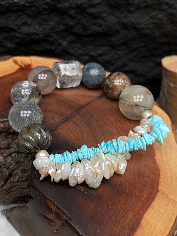 非金属木质手链 珍珠