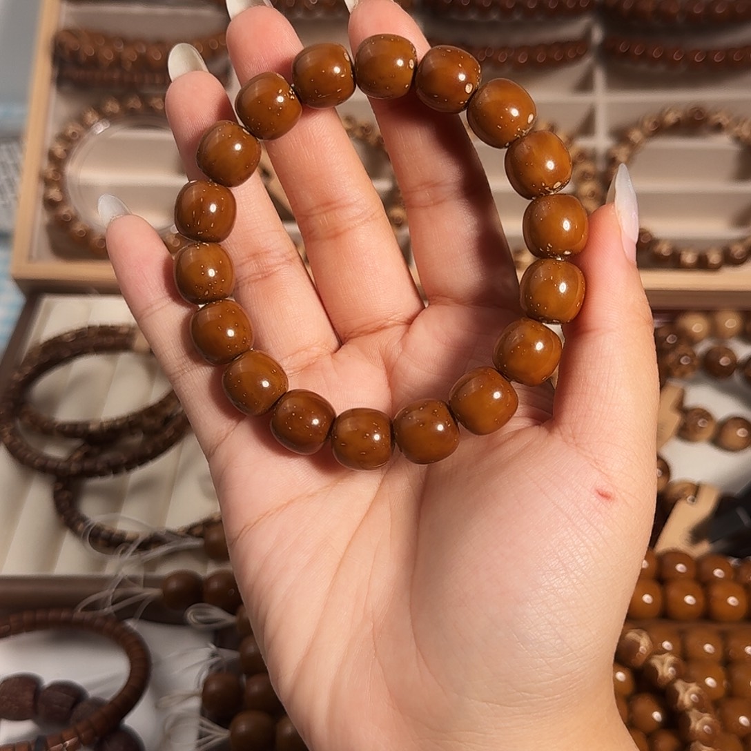 手串紫金鼠12.8*12.6极致棕黄半实心紫金鼠老型