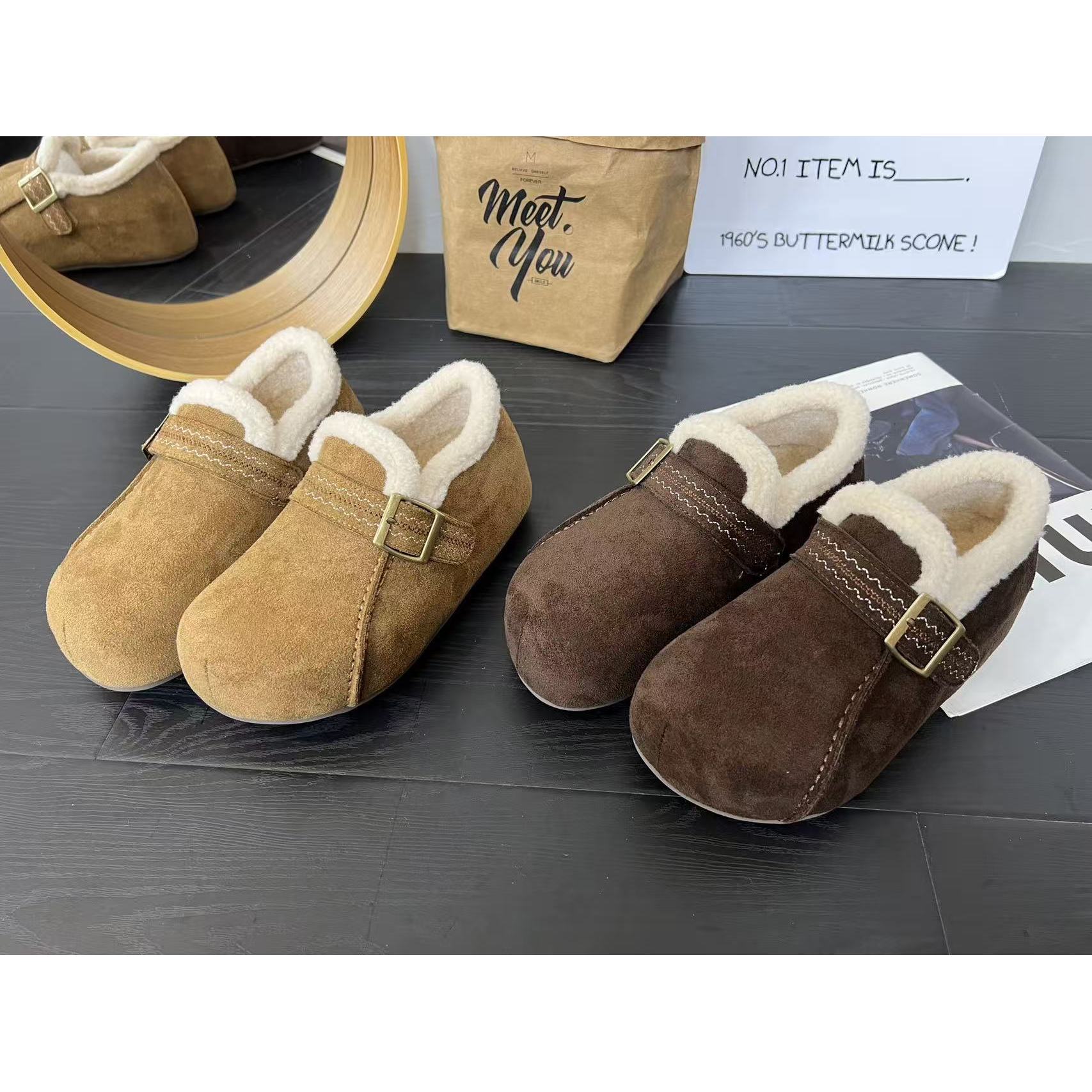 女鞋勃肯鞋冬季新款加绒保暖棉鞋26281