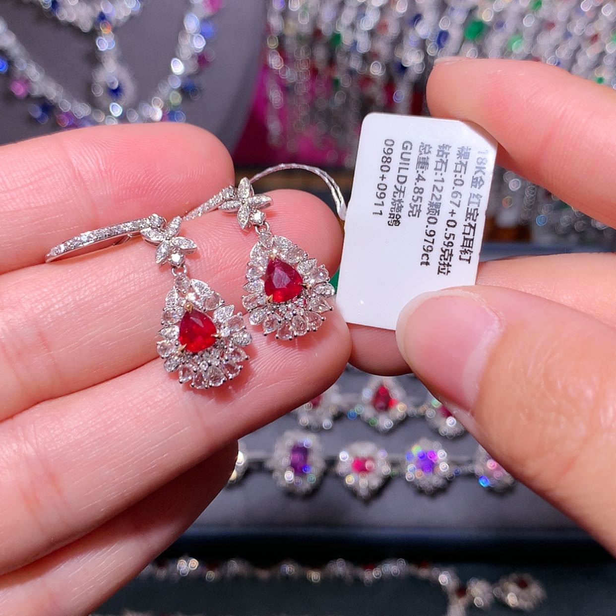 【闪购商品】红宝石耳钉18K金镶嵌