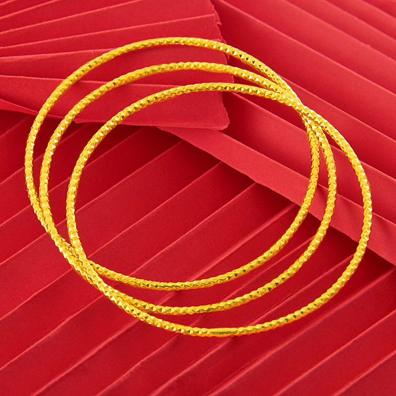 黄铜镀金金线圈2mm多圈细环手镯 女款24k黄铜镀手环地摊货源 批发