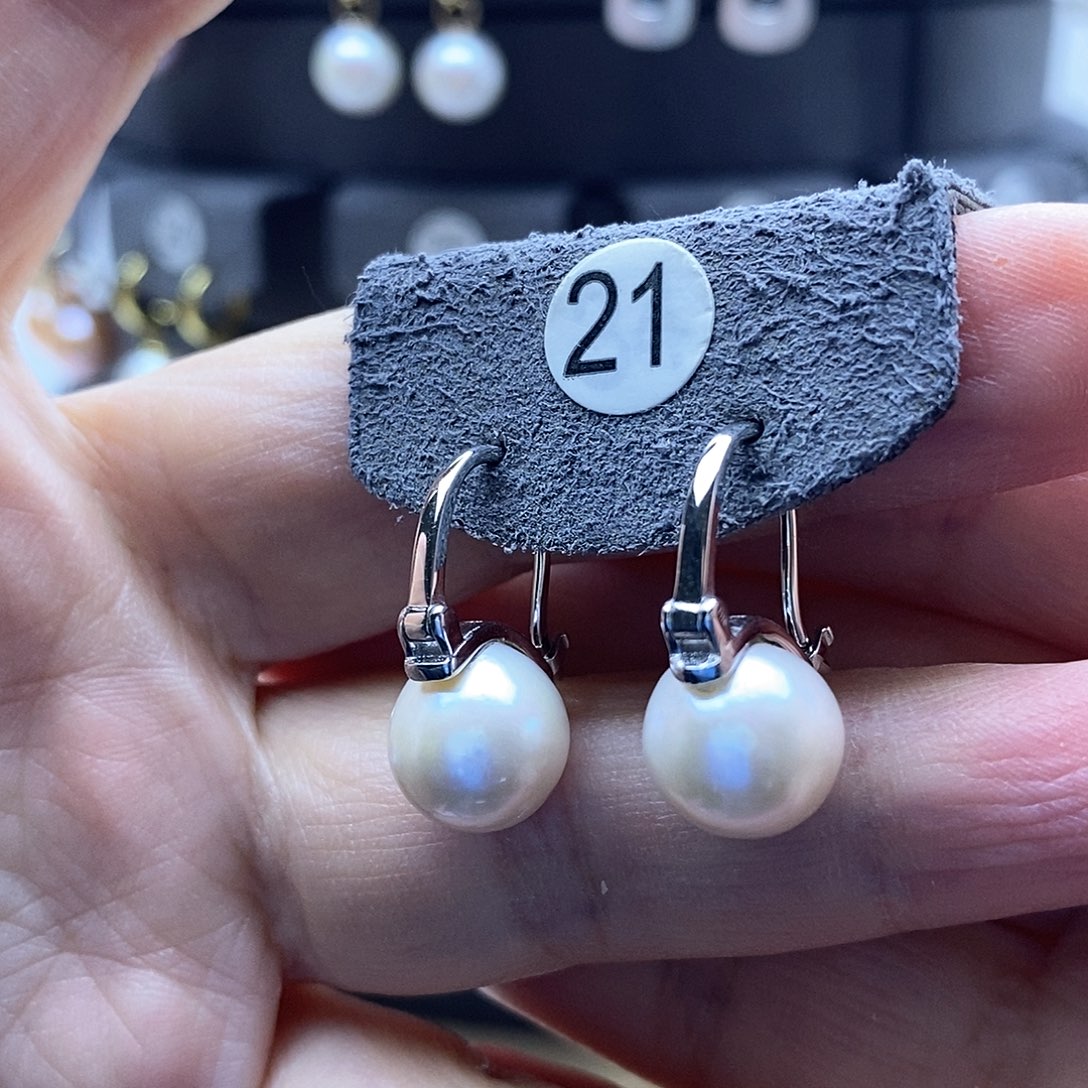 淡水珍珠耳饰银S925镶嵌
