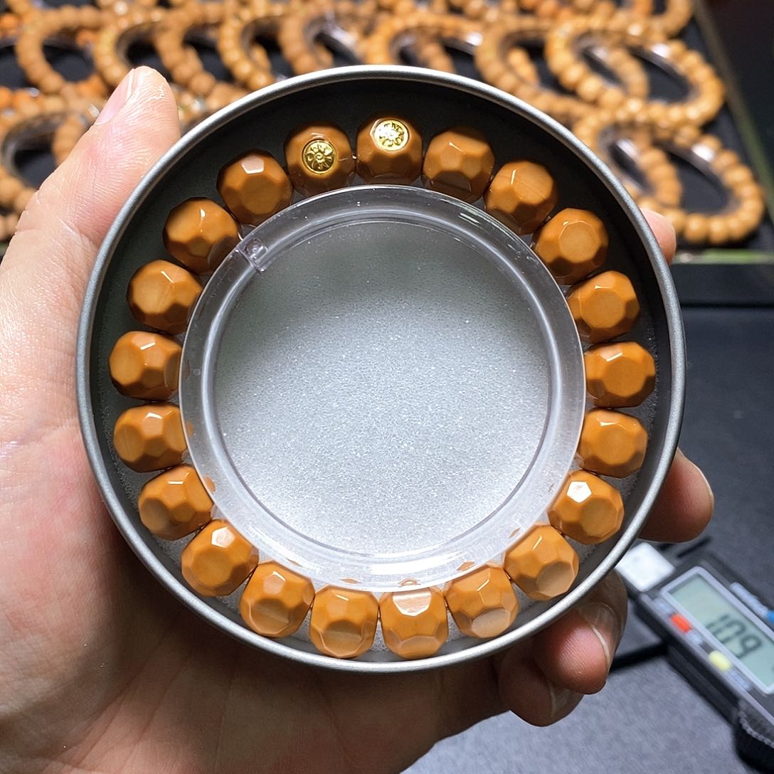 猴头核桃手串双18k金标六方尺寸10+全品237号