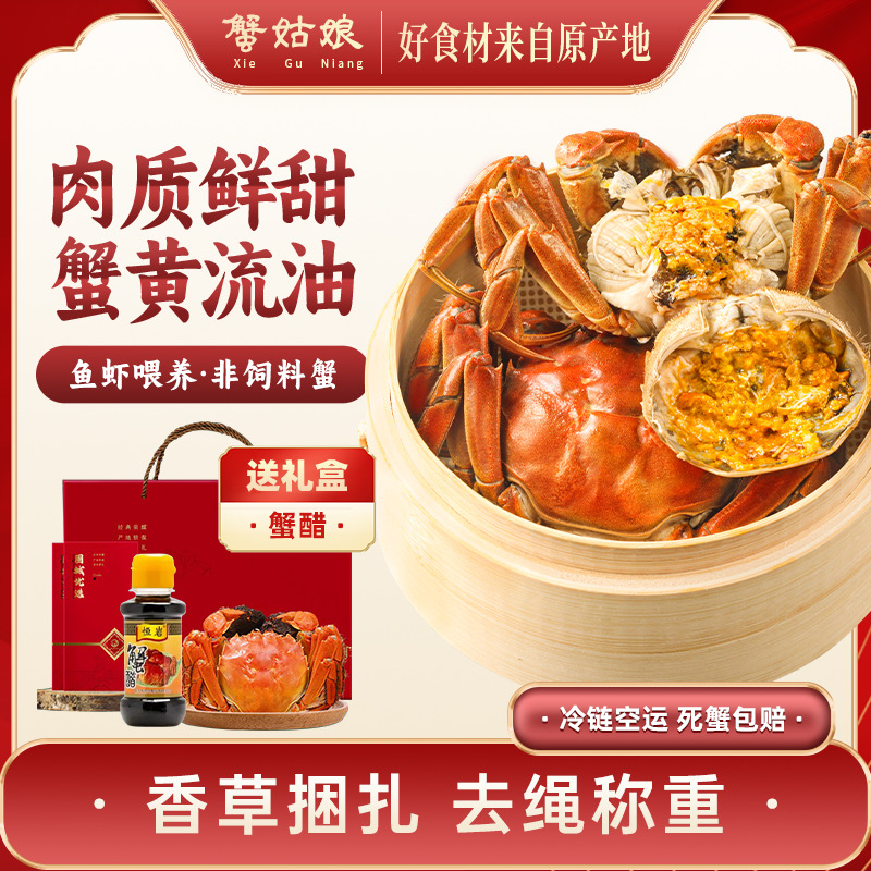 【活蟹现货】蟹姑娘精品固城湖大闸蟹 母蟹2.5-2.7 两10只装