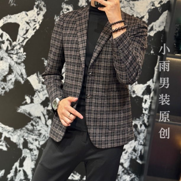 小雨男装｜8170新品高级绅装男士定制千鸟格商务休闲上衣西装J