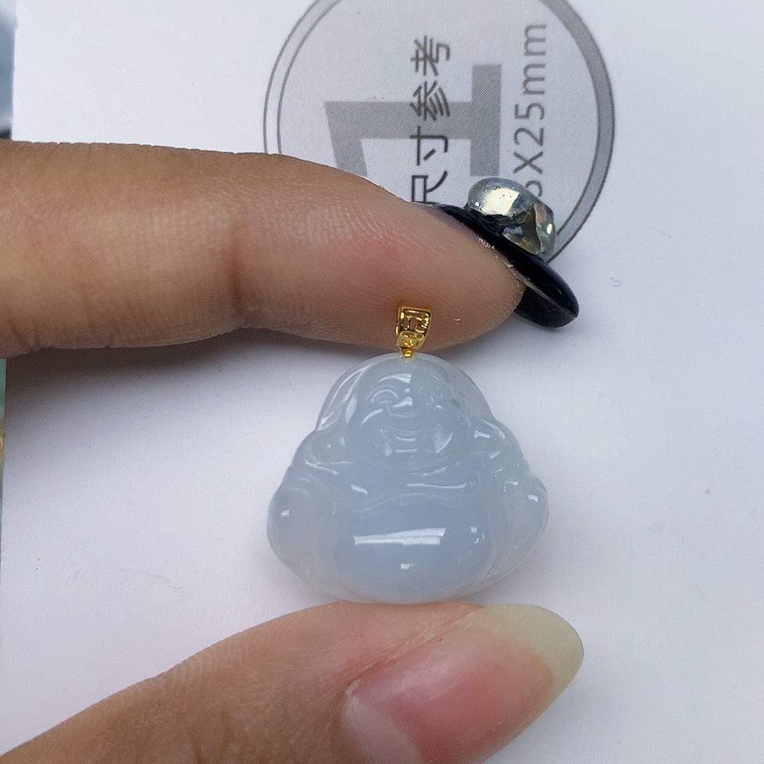 颈饰18K金镶嵌翡翠天然翡翠