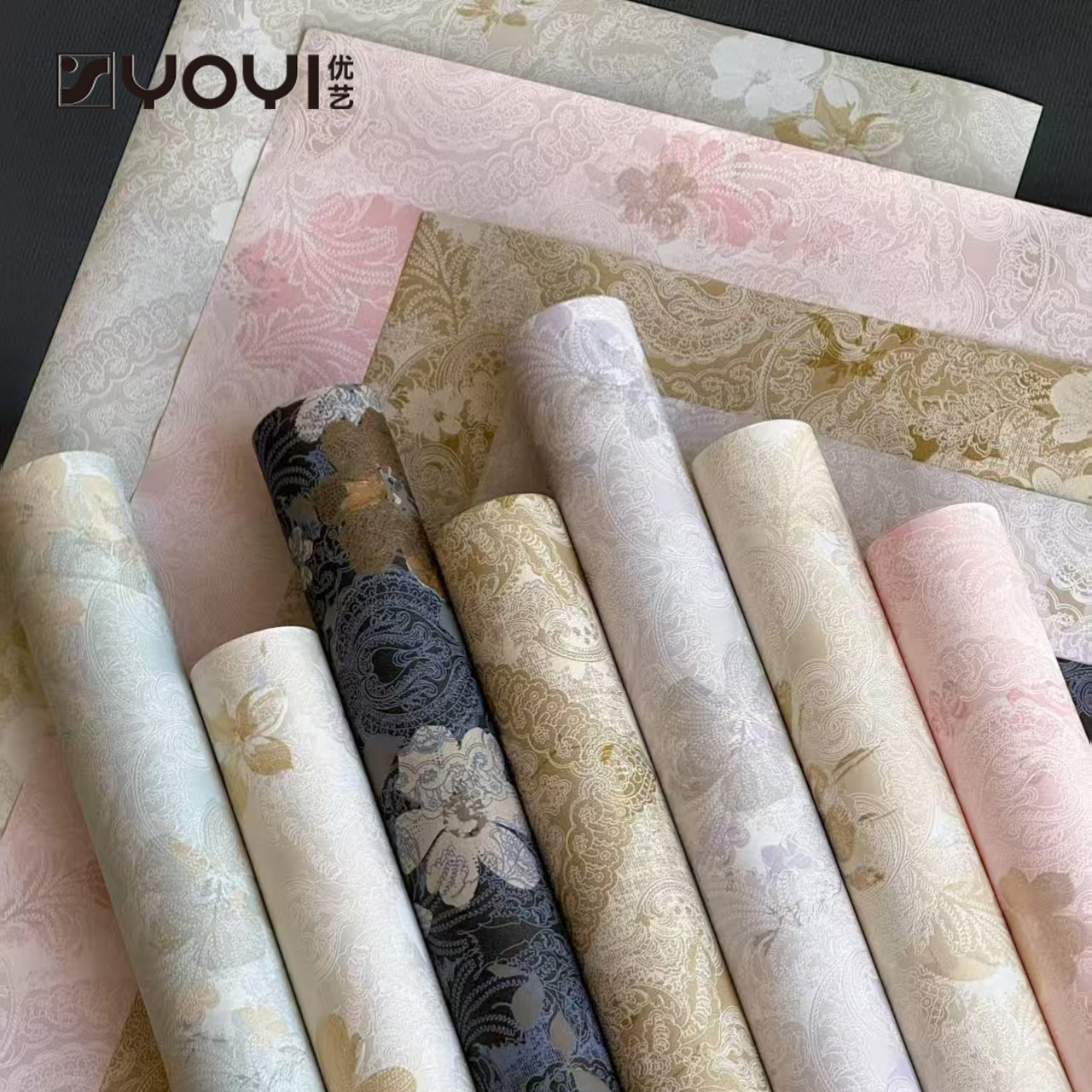 优艺 韩式印花包装纸油画款复古包花纸韩国纸花束包装材料
