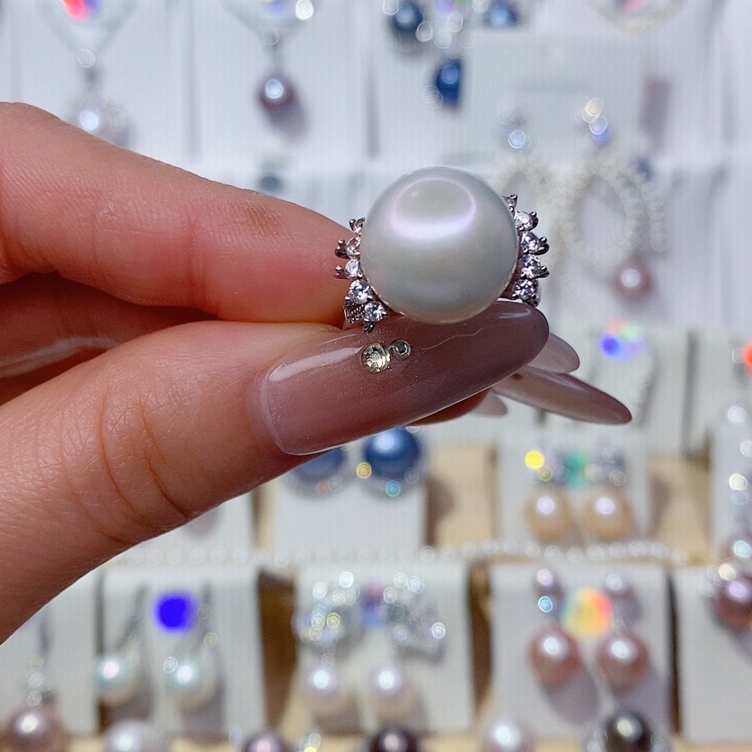 戒指淡水珍珠银S925镶嵌13➕