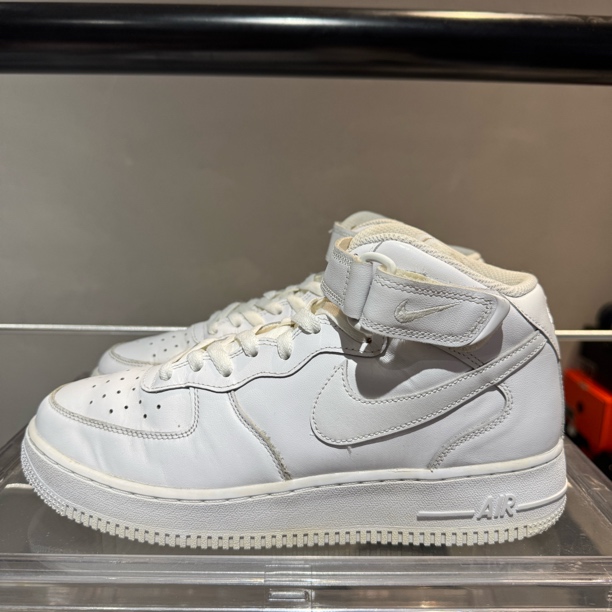 90新 maje 42码 无盒 AF1 Mid 07 复古风 中帮 板鞋 白