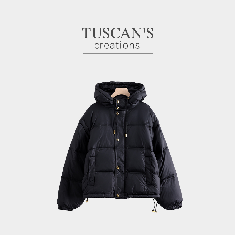 TUSCAN'S CREATIONS冬季短款保暖鹅绒连帽休闲百搭女士羽绒服
