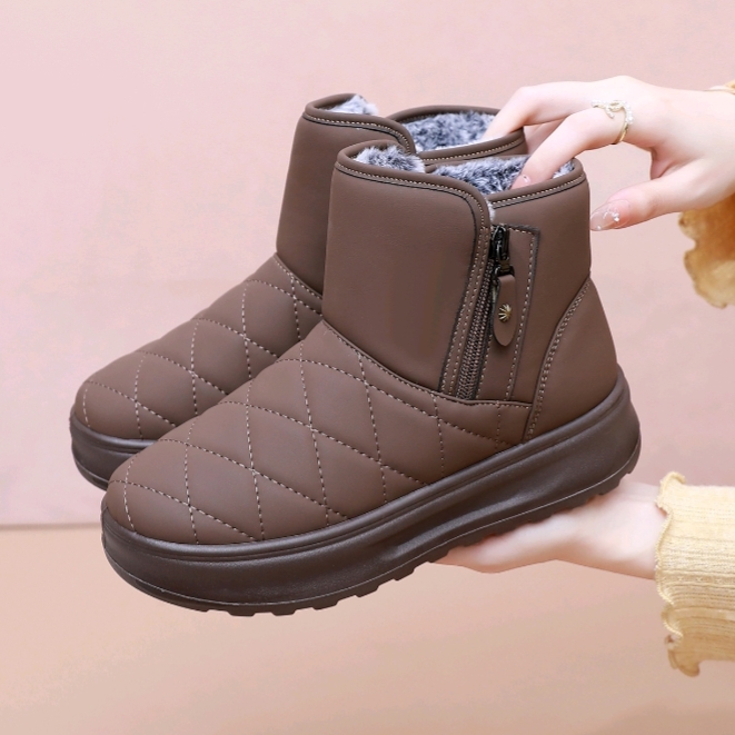 新款老北京布鞋女棉鞋加厚保暖防滑防水中老年妈妈休闲雪地靴平底