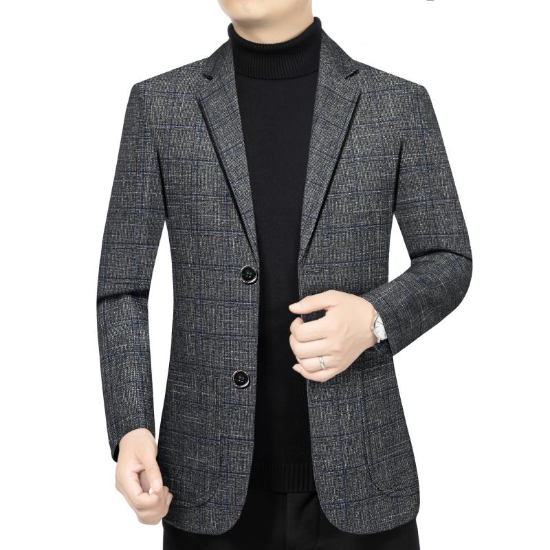 秋季西服上装男士单西夹克潮流春秋休闲西装上衣中青年薄款中老年