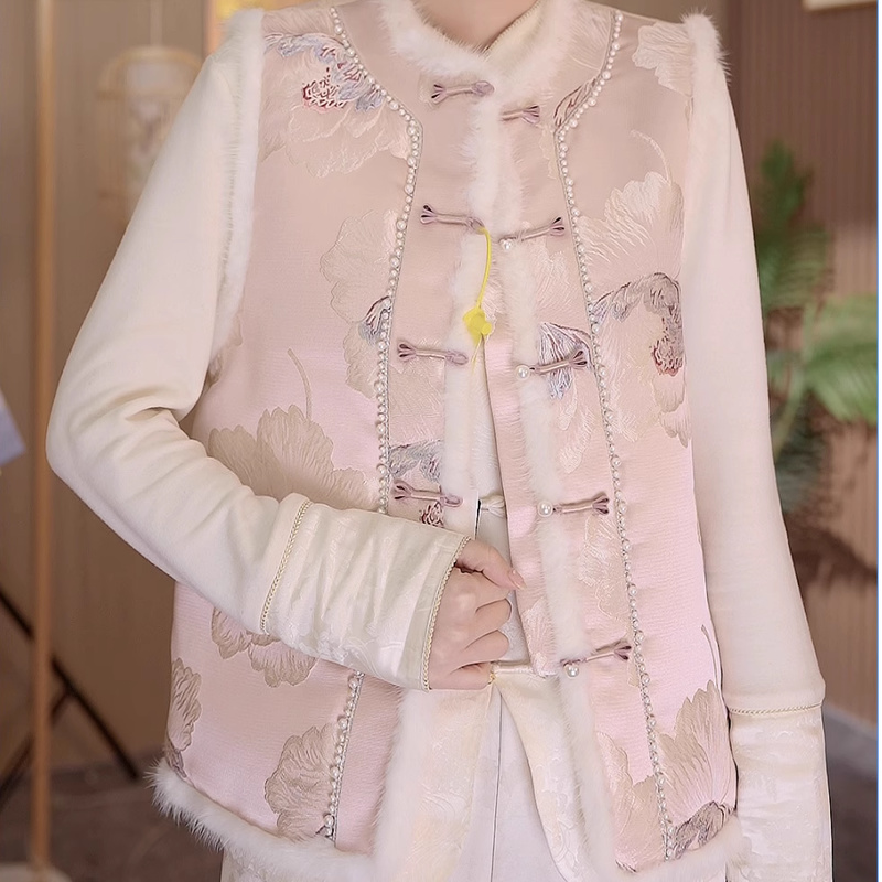 园园 -新中式加棉新款气质女装马甲加厚女士马甲2024D8767