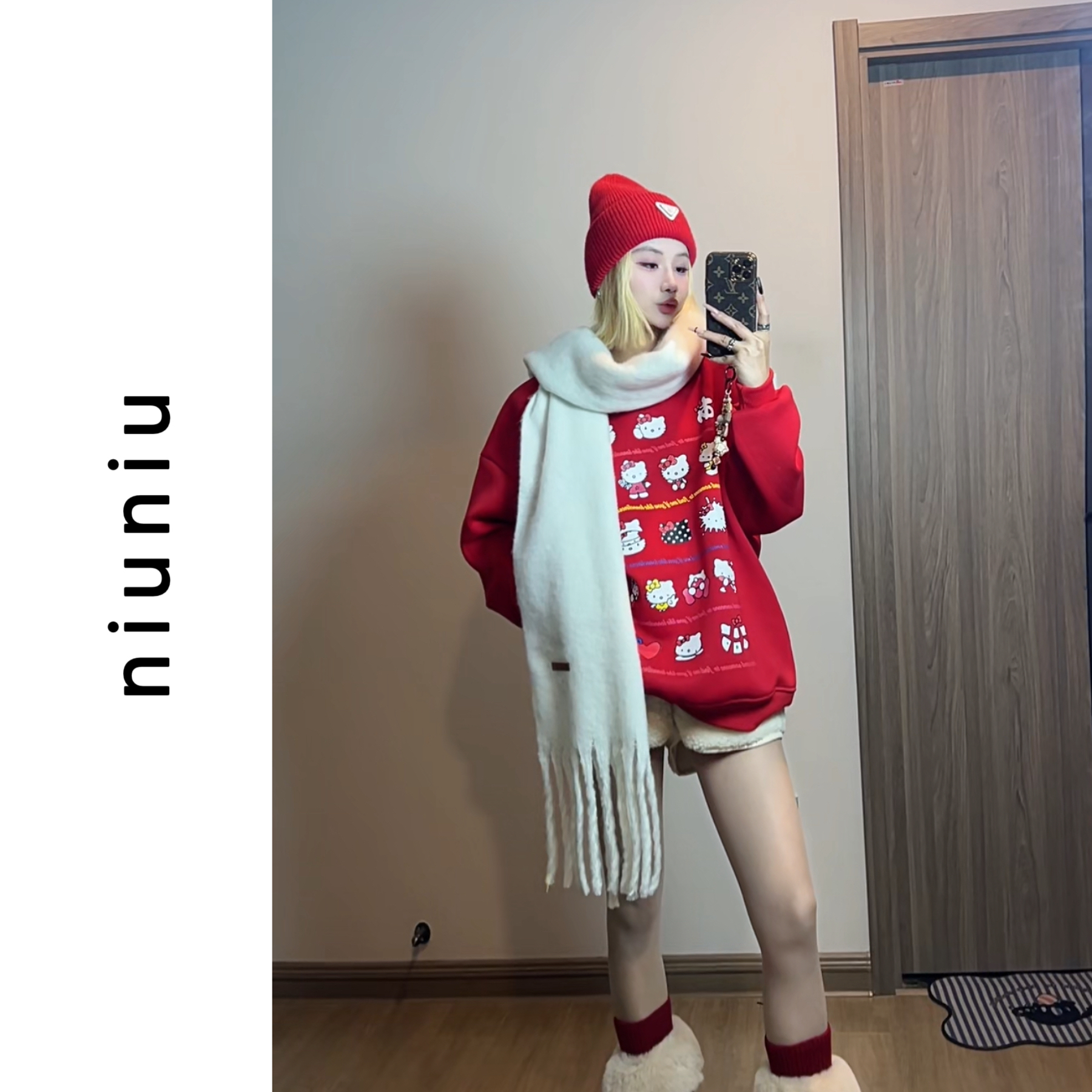 niuniu妞妞/『凯蒂猫卫衣』秋冬卫衣加厚加绒款休闲风宽松印花卫衣