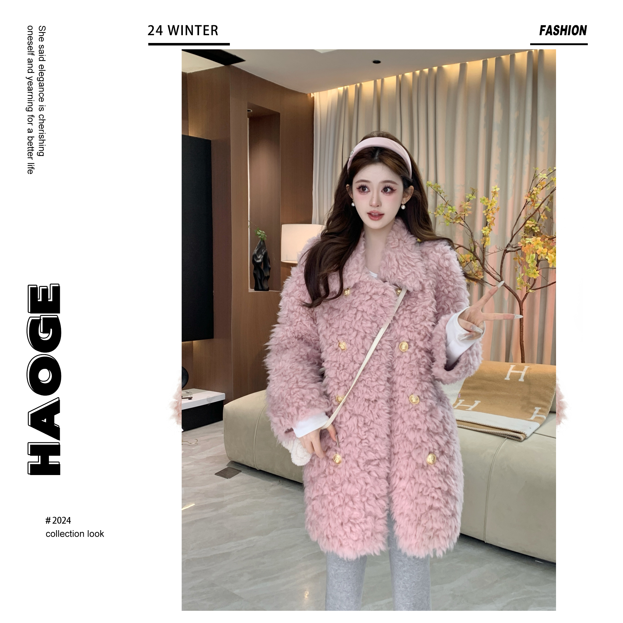 冰冰●韩剧欧尼Q4WT2102A全羊毛网红时尚秋冬轻奢重工外套预