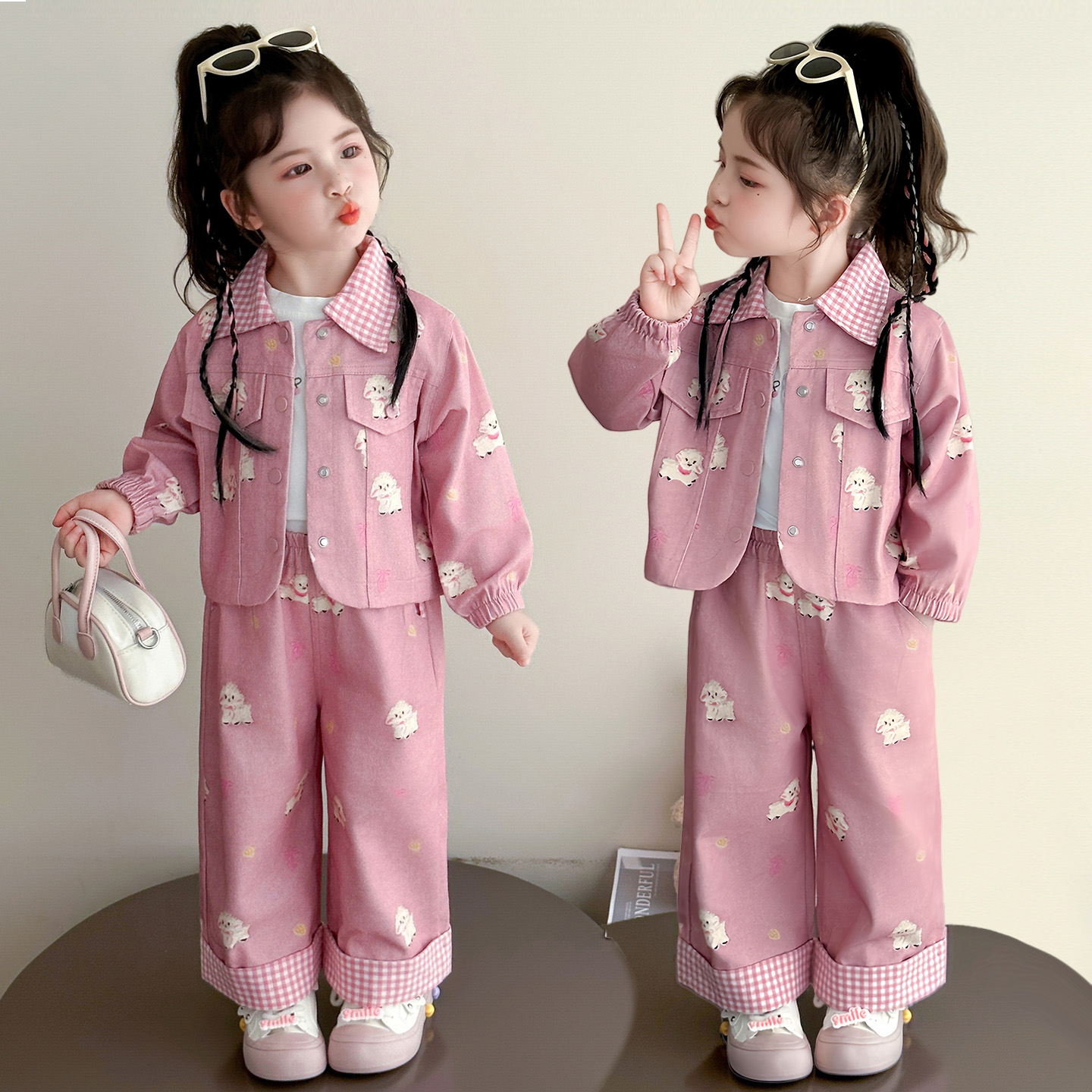 女童秋套装2025新款儿童洋气卡通早秋装宝宝春秋季休闲工装两件套