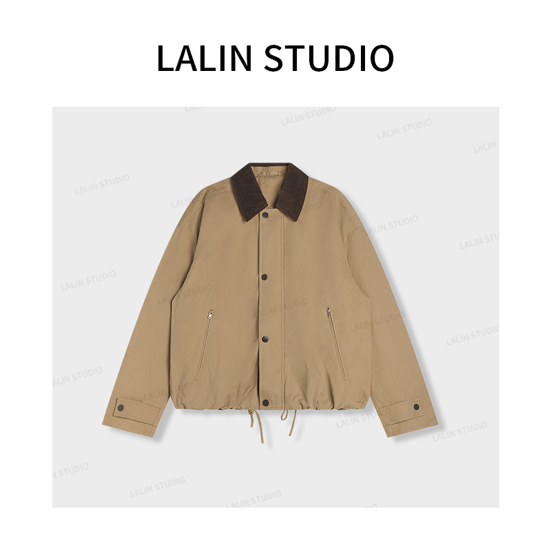 LALIN2025ss 原创新款秋冬季翻领时髦百搭复古短款外套上衣 