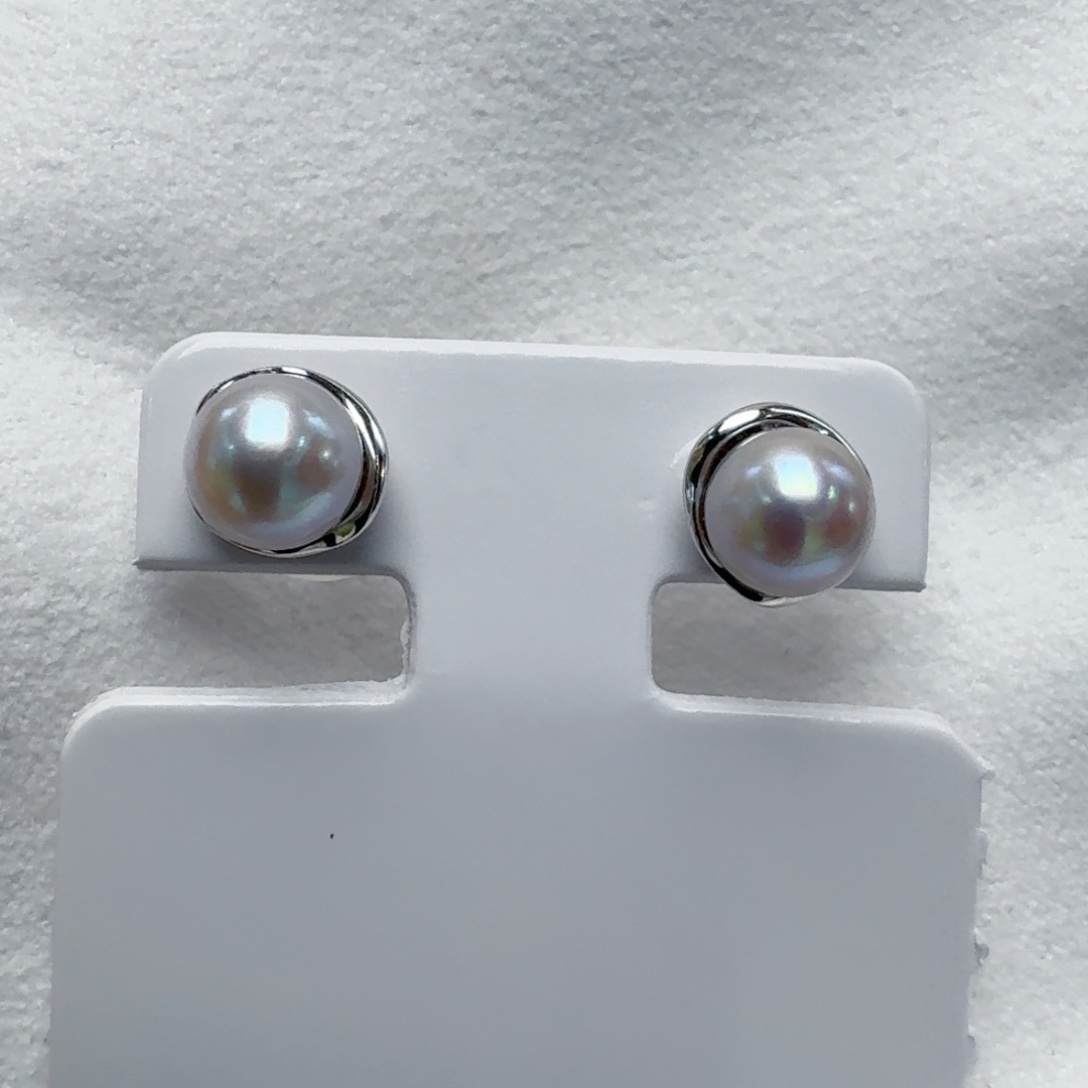 海水珍珠银S925镶嵌耳饰@@aq436