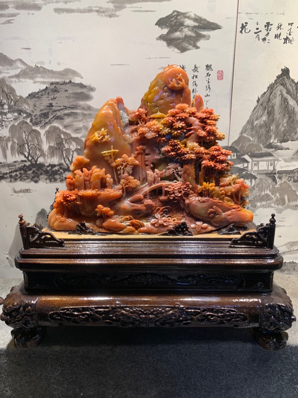 寿山石山水摆件收藏摆放