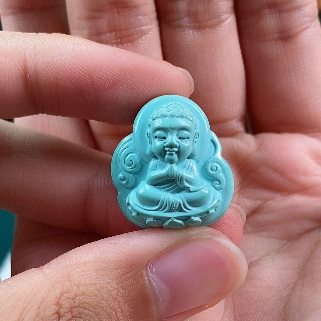 绿松石珠宝奇石未镶嵌大日如来