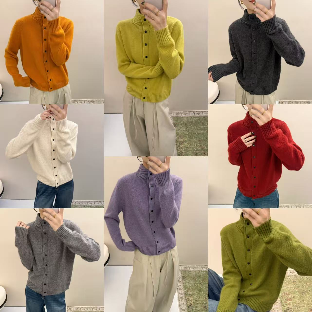 『雨美 Show』21500时尚百搭假双领毛衣