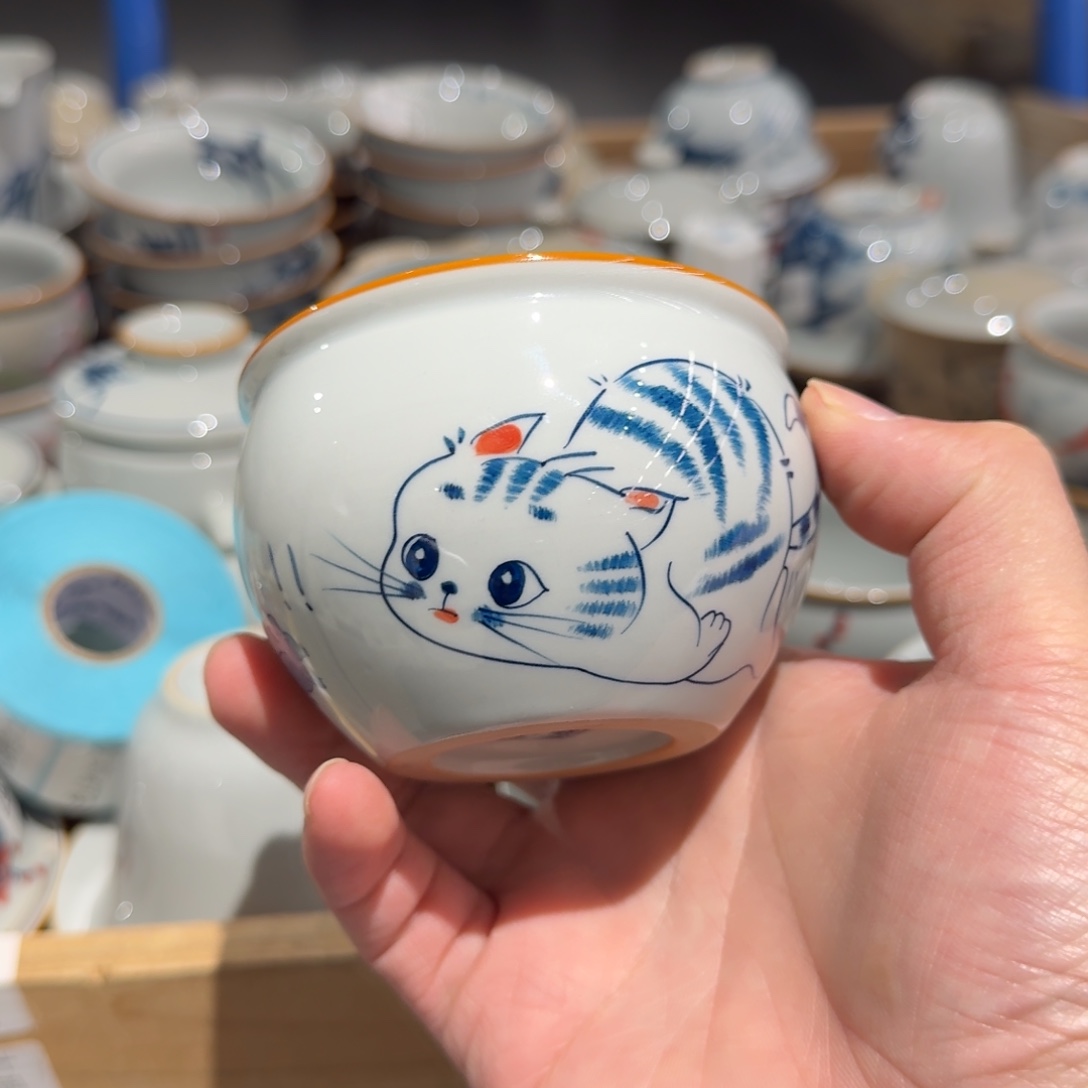 釉下手绘茶具微瑕