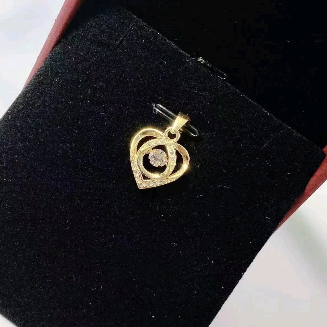 吊坠足银 足银黄色灵动爱心吊坠（单吊坠不含链）