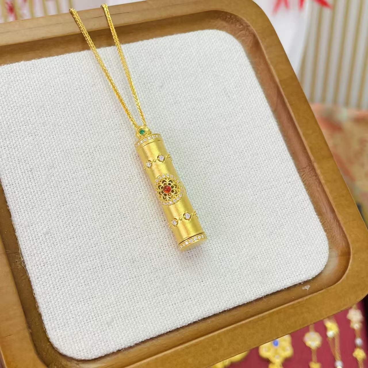 新品推荐【赛菲尔万足】足金螺钿黄金魔法棒黄金项链一款双戴