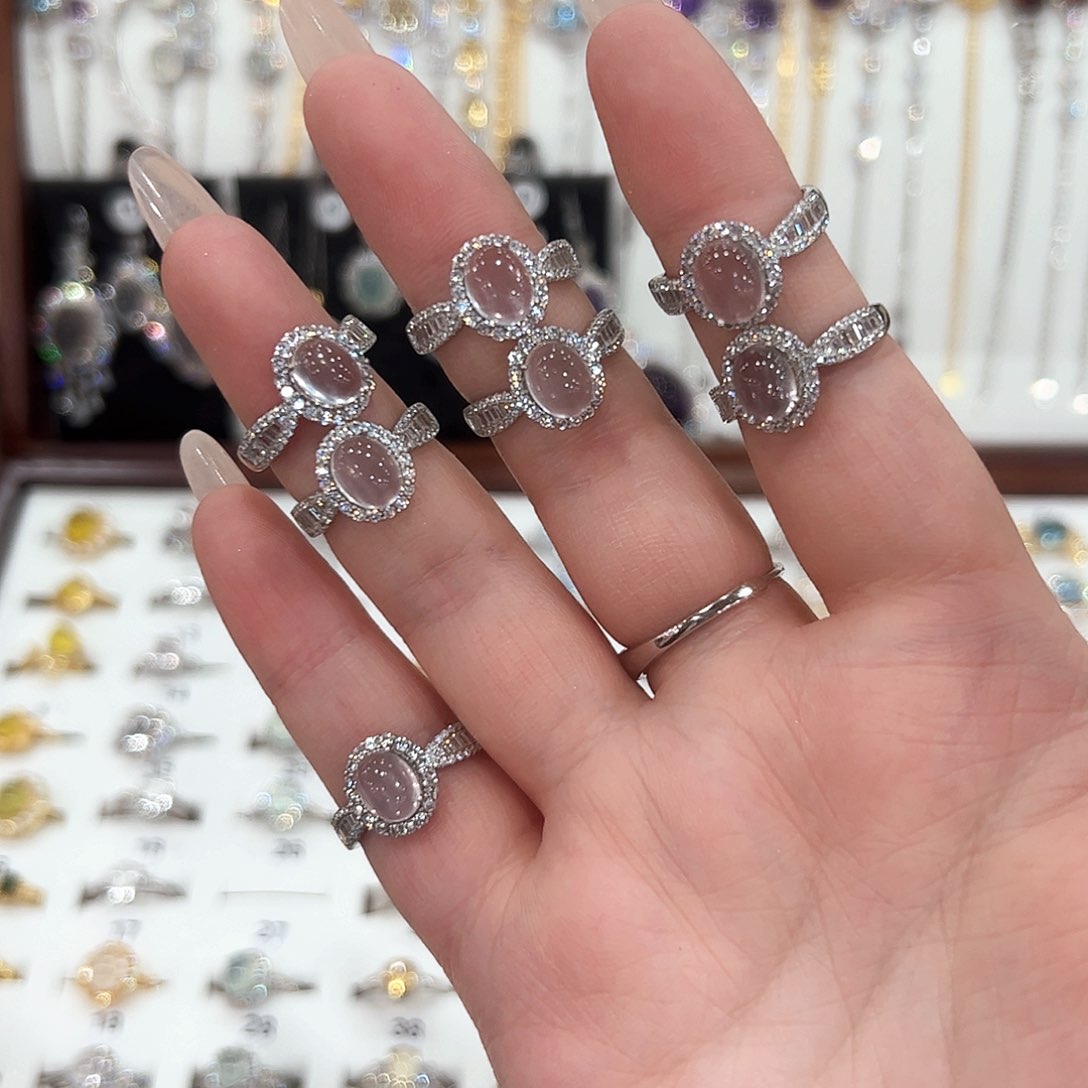 水晶戒指银S925镶嵌戒指