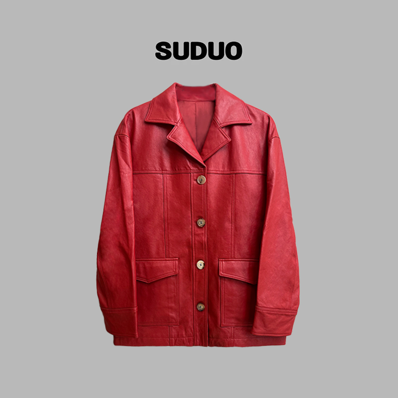 「SUDUO」朵朵2025秋季新款Vintage款羊皮外套S250165