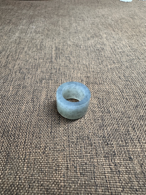 和田玉老坑青海料冰白底天然结构纹路宽跑环佛珠手串配饰挂件吊坠