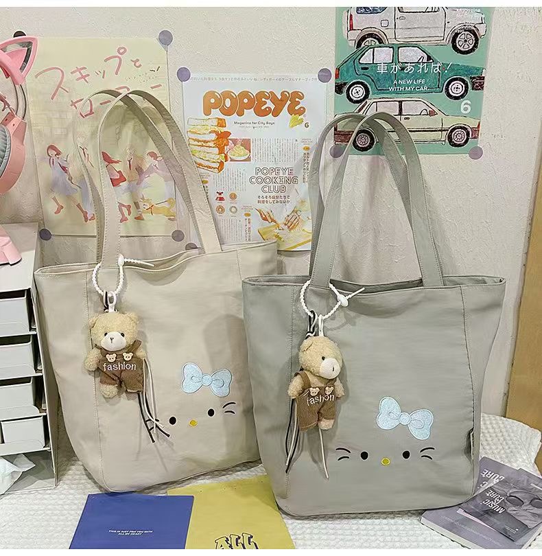 学院风拉链托特包单肩包文艺少女便携款韩版ins