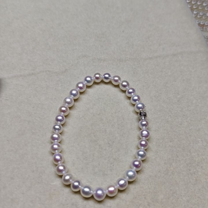 淡水珍珠手绳银S925镶嵌可*儿