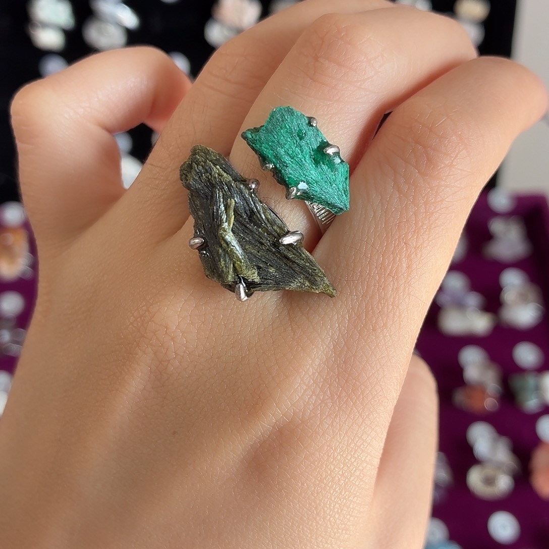 戒指银S925镶嵌烟晶