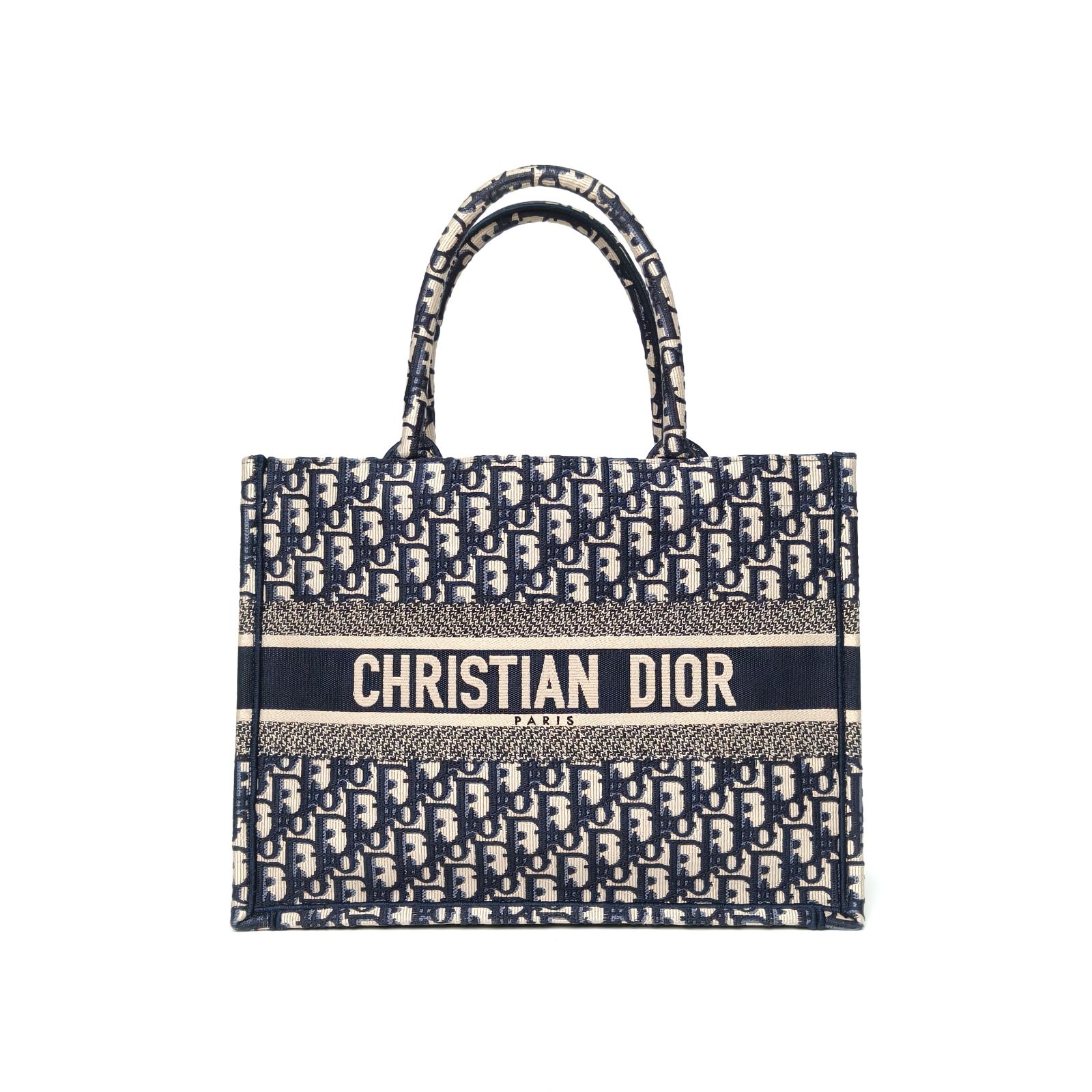 99新 DIOR/迪奥 小花柳 Book Tote 中号 36 蓝色 帆布包