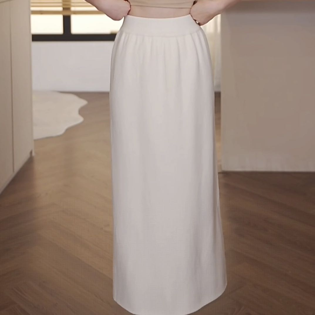 鱼尾裙厚款黑色休闲风女士直筒裙公主风修身半身裙秋冬开叉百搭