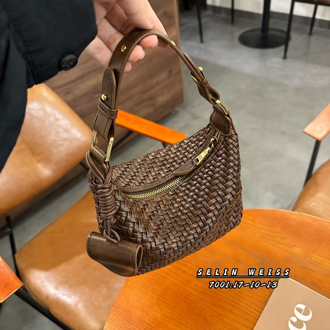 【编织系列X】selinweiss-新款手工编织包老钱风斜挎包7001春日便当