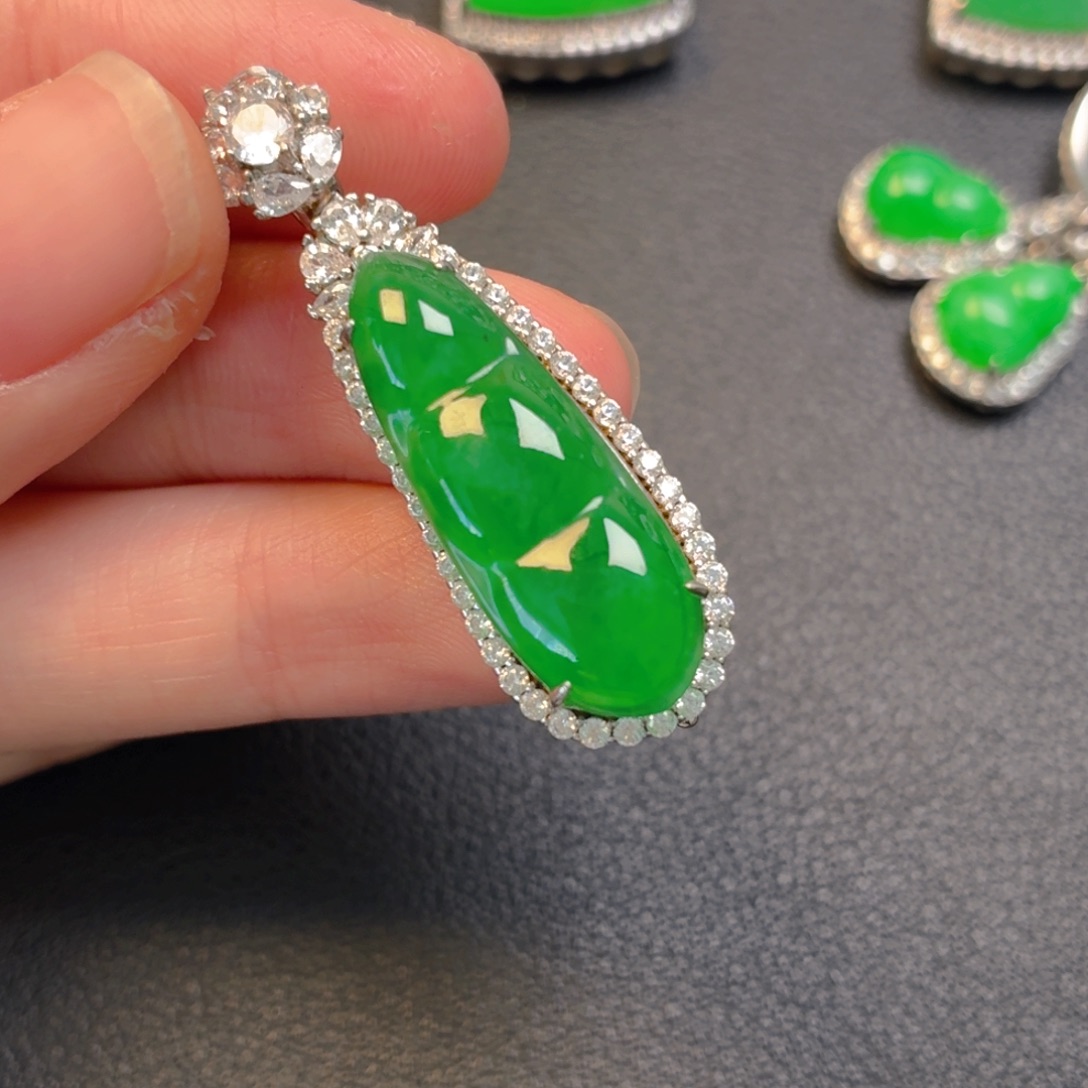 翡翠银S925镶嵌吊坠(不含链)