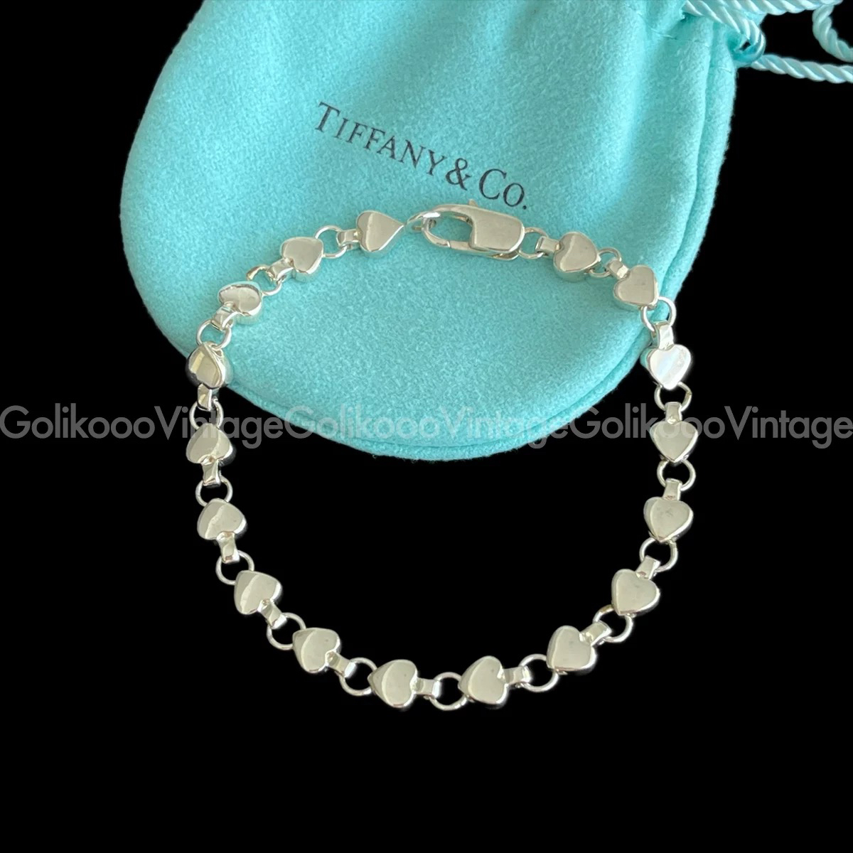 95新 Tiffany & Co./蒂芙尼 925银爱心手链 RB1122026 