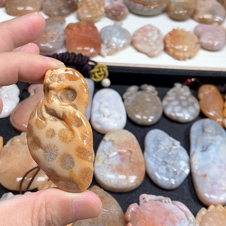 硅化珊瑚（珊瑚玉）未镶嵌颈饰