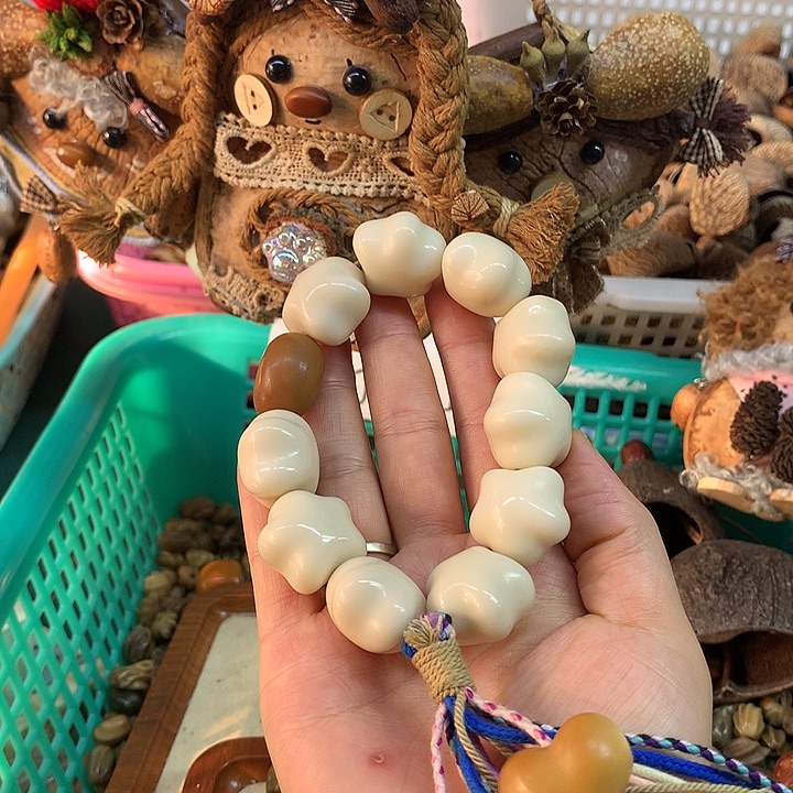 吊坠千眼菩提象牙果雕刻星星手持