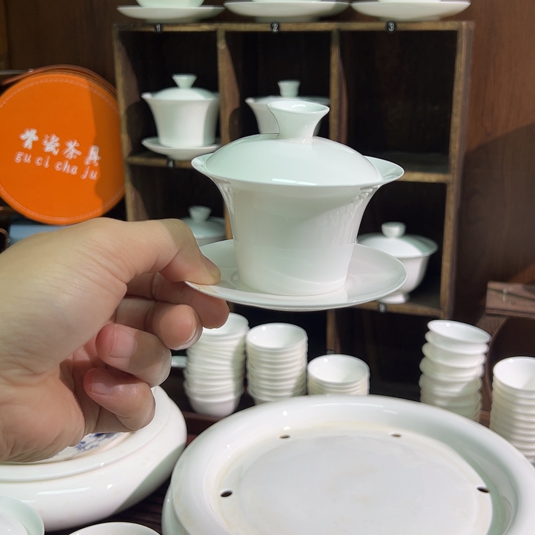 骨瓷福利款马蹄盖碗