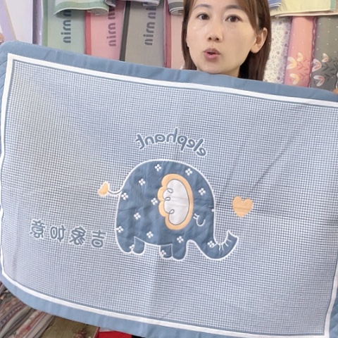 棉纱布棉雾霾蓝小象