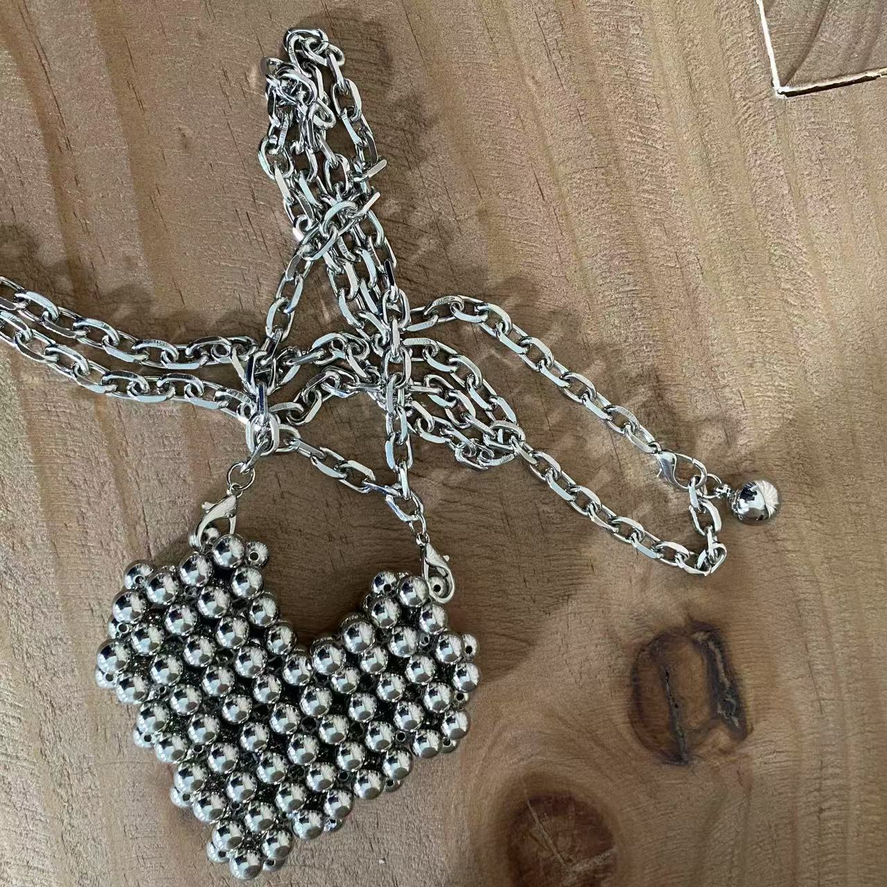 铜合金树脂项链 2025夏季新款珠珠百搭复古包包链条项链2ED1001