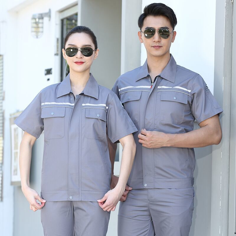 夏季工作服女防静电夏装套装短袖化工厂工装薄款工作服男款工服