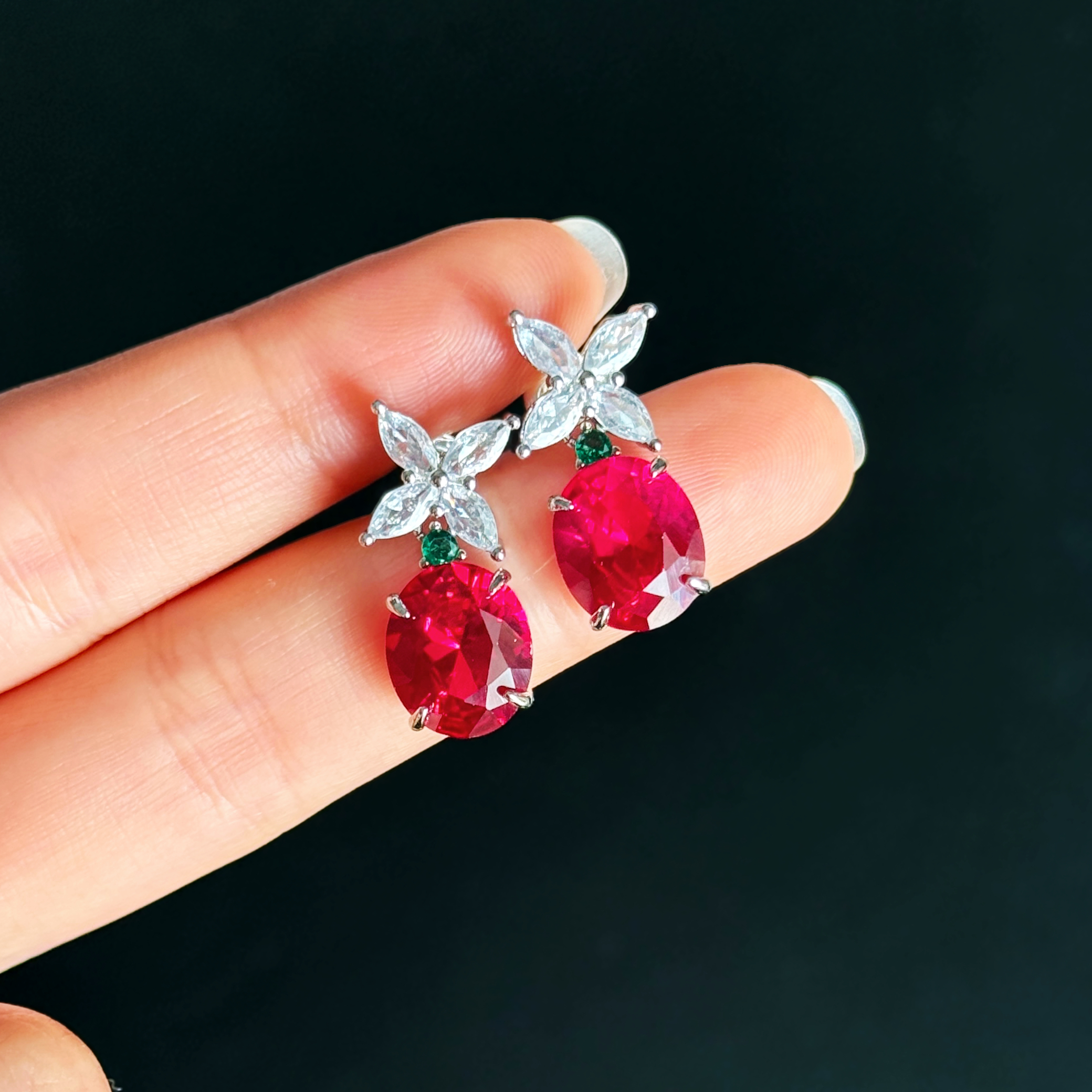 红宝石矿区高定-典藏轻奢-红宝石-耳饰-L852