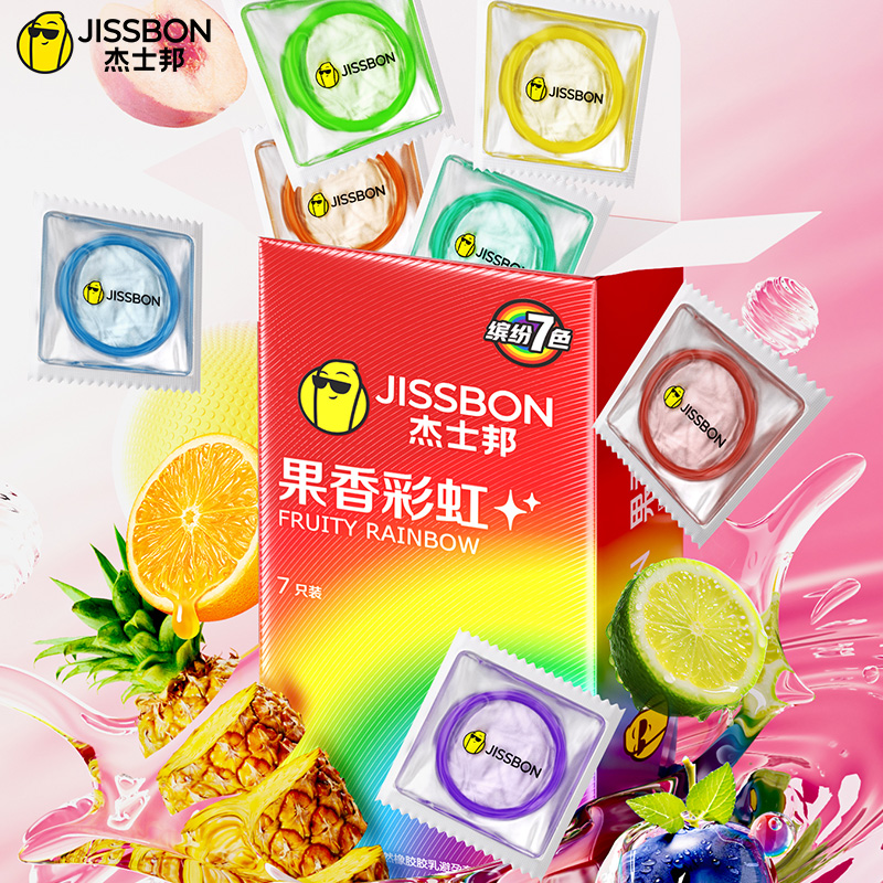杰士邦彩虹套避孕套彩虹套礼盒黄金持久持久延时安全套超薄情趣玻尿酸套 避孕套排行榜官方避孕套 天然乳胶避孕套商品图