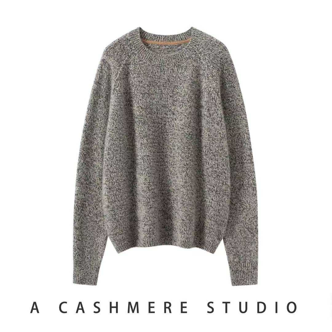 【100%山羊绒】花纱圆领针织羊绒衫