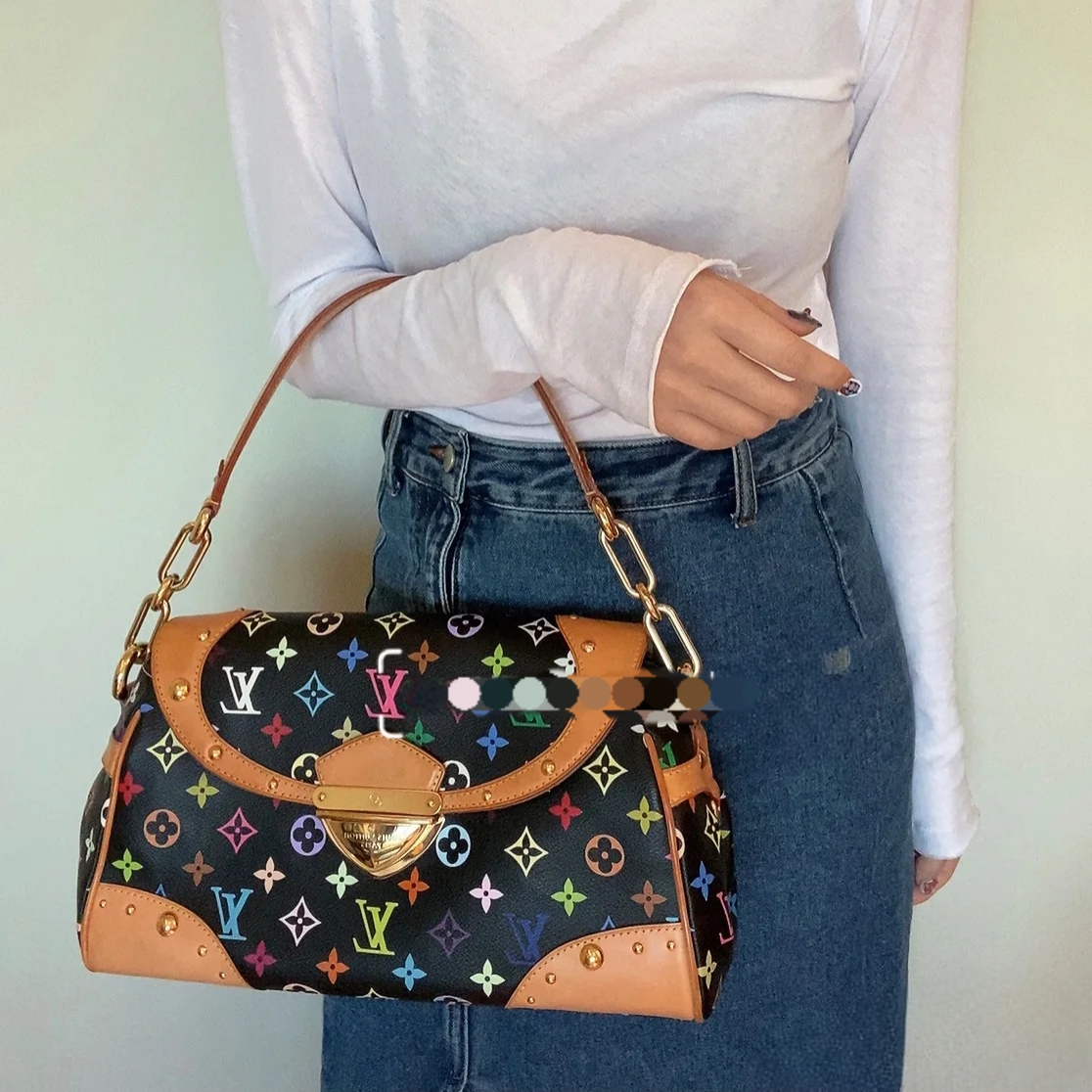 95新 LouisVuitton/路易威登 梦露黑三彩单肩腋下包
