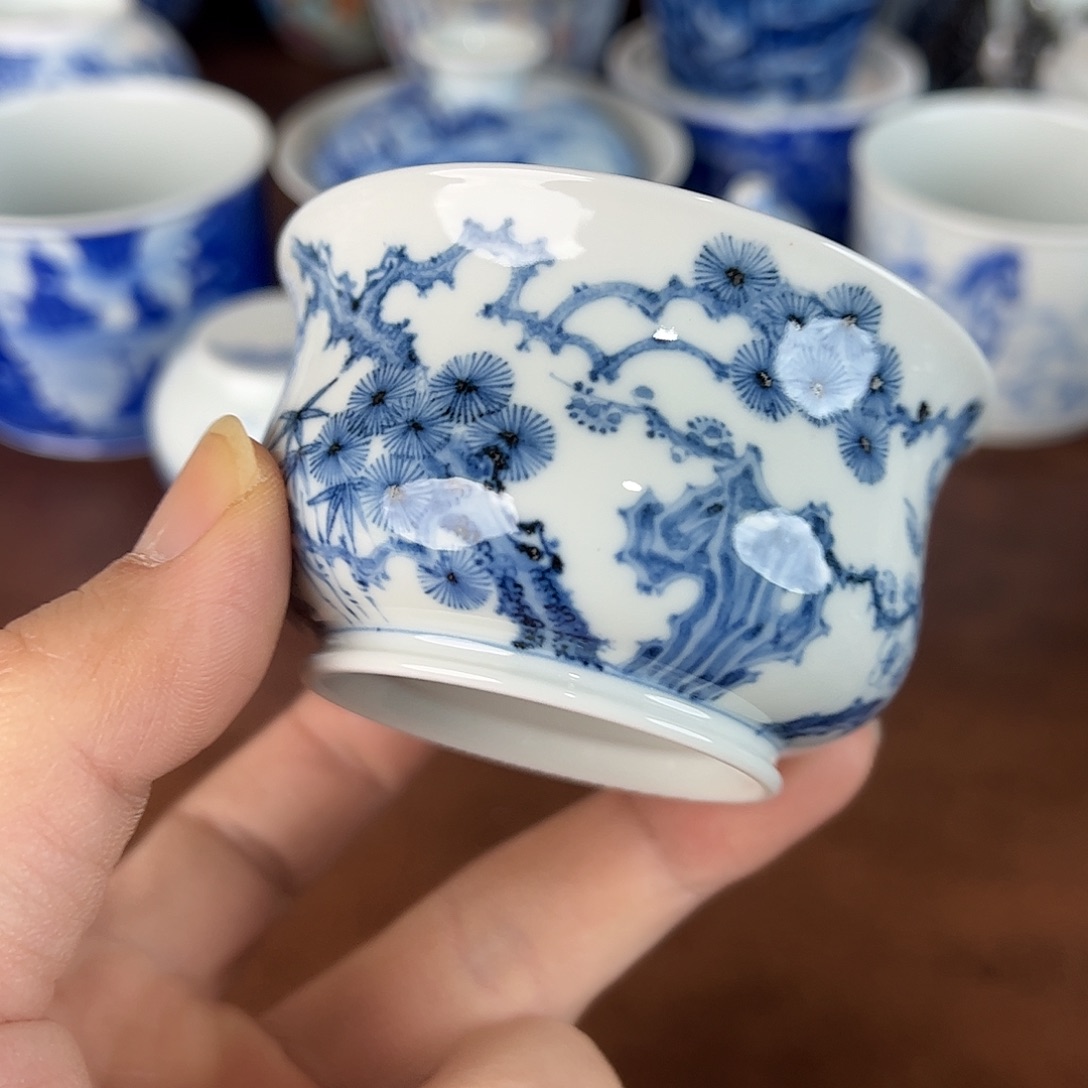 扫***茶瓷片景德镇全手工手绘陶瓷